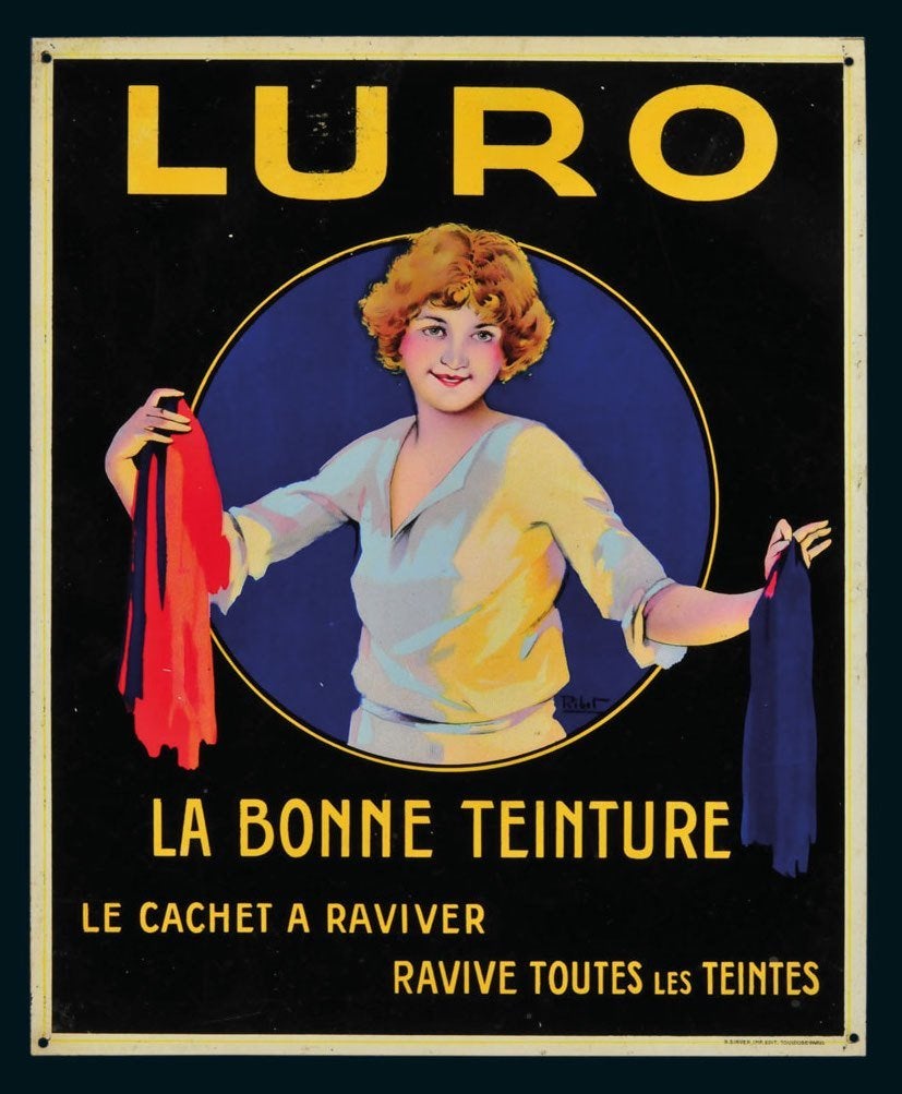 plaque LURO la bonne teinture Tôle 1920 publicité, Envoi, Comme neuf