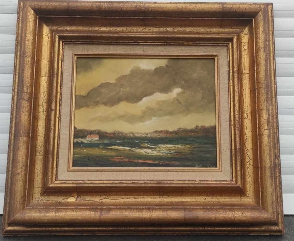 Huile sur toile paysage signe verkruysse r, Antiquités & Art, Art | Peinture | Classique, Enlèvement ou Envoi, Paysage, Toile