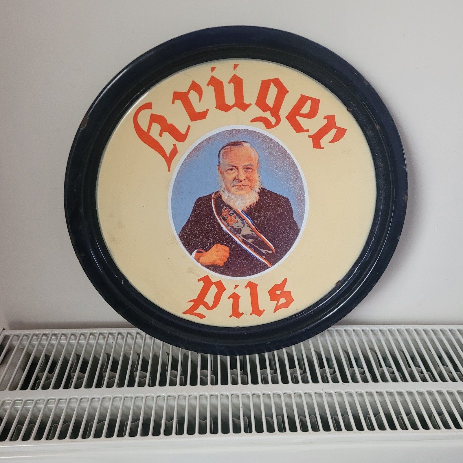 oud geëmailleerd dienblad van Kruger Pils, Verzamelen, Ophalen of Verzenden