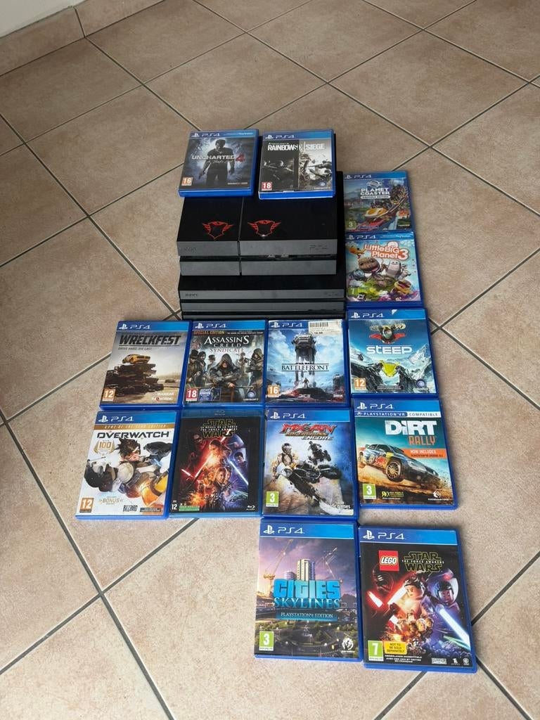 PS4 pro 1TB + PS4 500GB + 13 spellen + 2 controlers + 1 film, Ophalen, Zo goed als nieuw, Pro