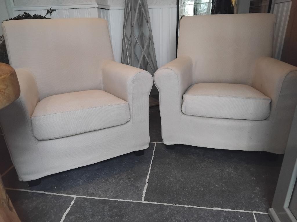 2 zetels beige stof, Ophalen, Gebruikt, Stof