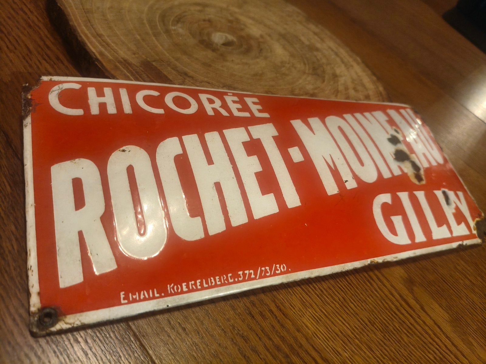 plaque émaillée chicorée rochet moineau 1930, Verzamelen, Ophalen of Verzenden