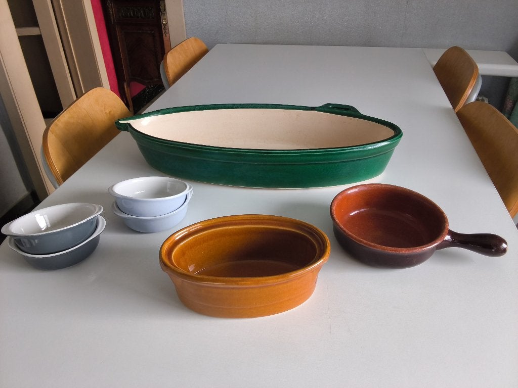 Lot de plats/terrines/ramequins terre cuite et céramique, Maison & Meubles, Enlèvement ou Envoi, Utilisé, Céramique, Récipient(s)
