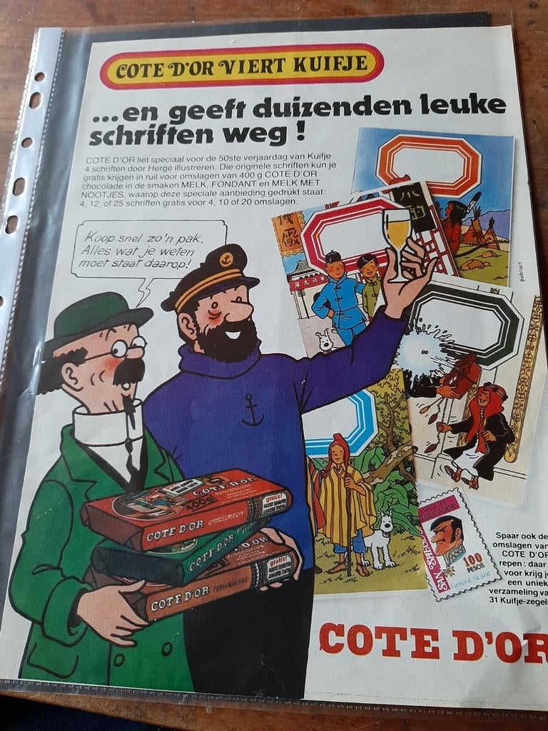 Kuifje Reclame cote dor  voor schriftjes, Verzenden