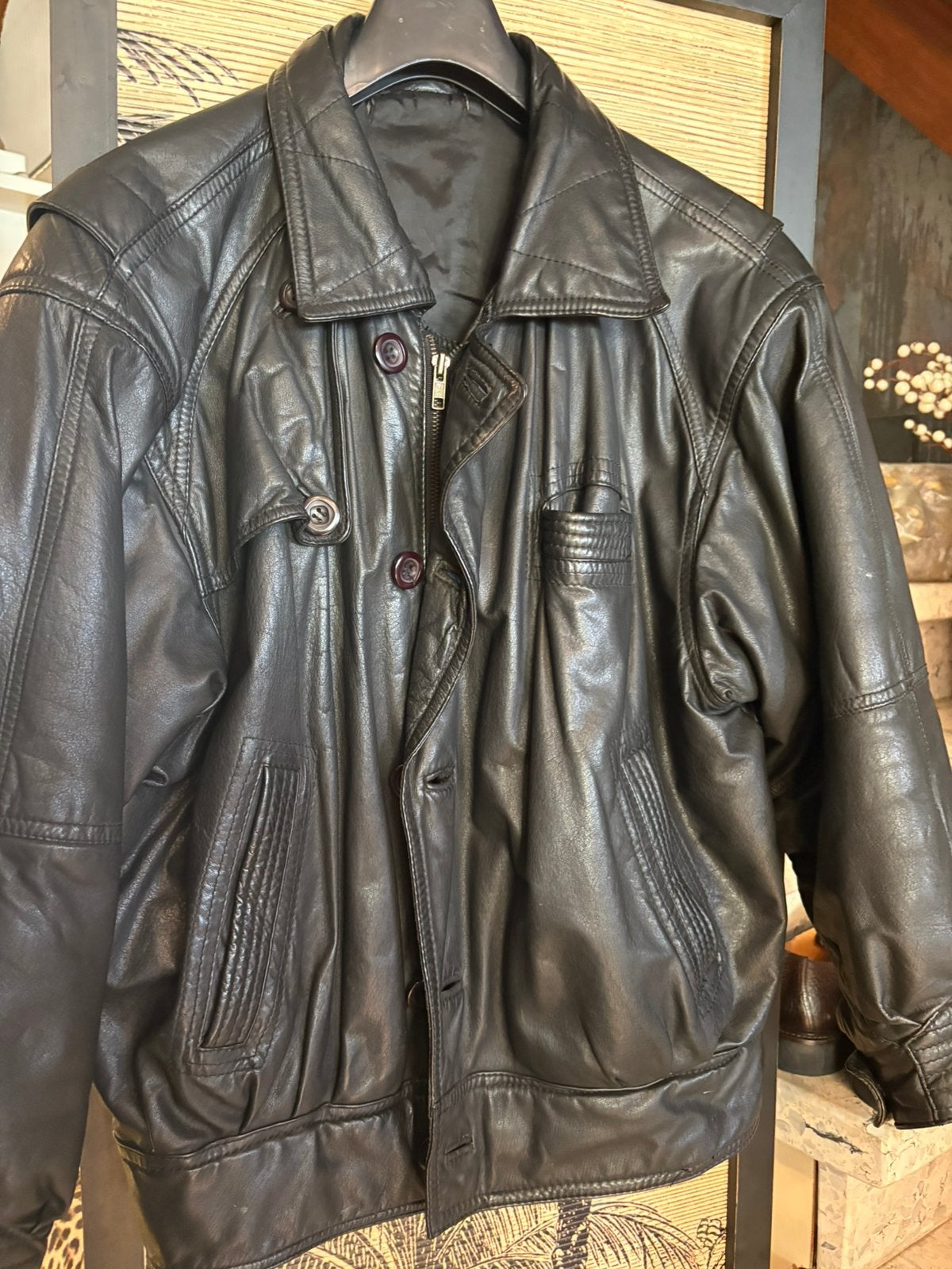 Vintage lederen jack (L/XL), Ophalen of Verzenden, Zo goed als nieuw