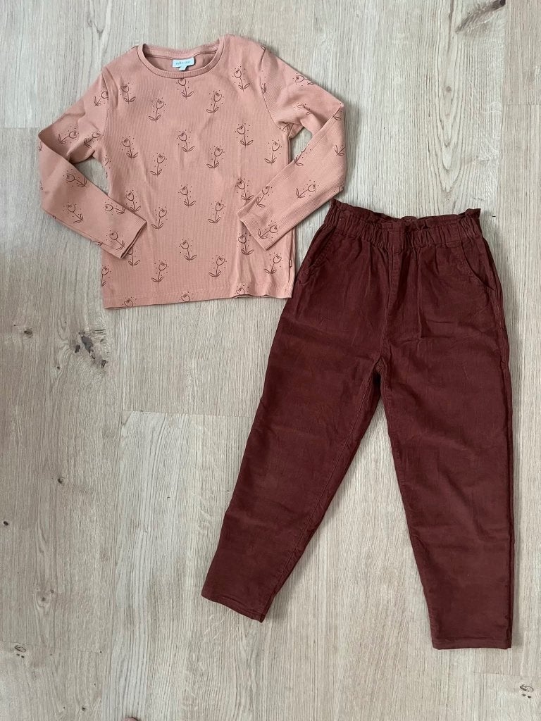 Pantalon velours marron JBC + manches longues assorties 122, Pantalon, Enlèvement ou Envoi, JBC, Comme neuf