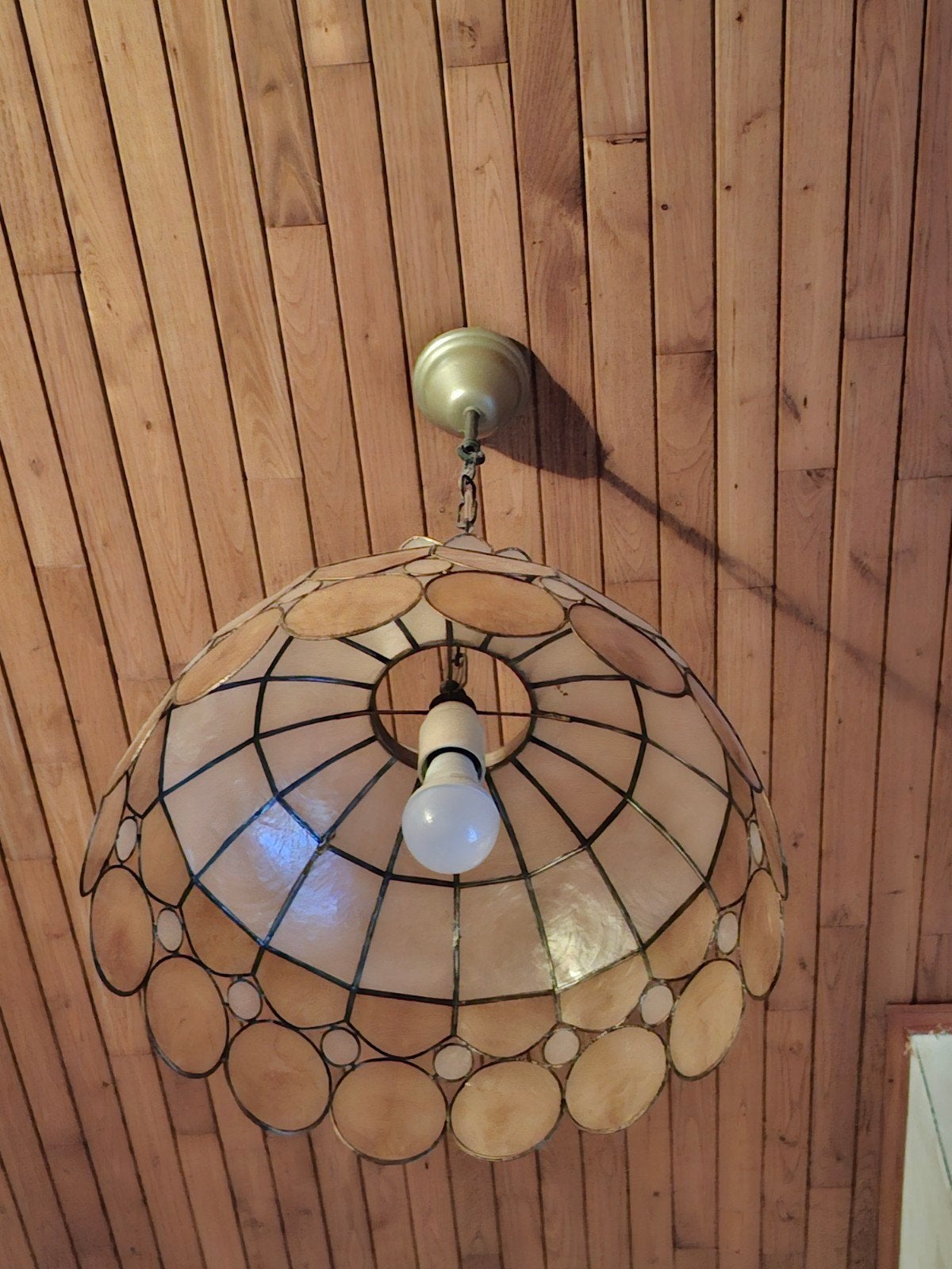Lustre vintage style Tiffany, Beige, Enlèvement ou Envoi, Vintage, Utilisé