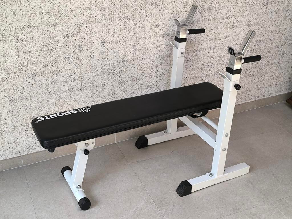 SCsports fitnessbankje/ bench press + dips (Als nieuw!), Sport en Fitness, Fitnessmaterialen, Ophalen, Zo goed als nieuw, Benen