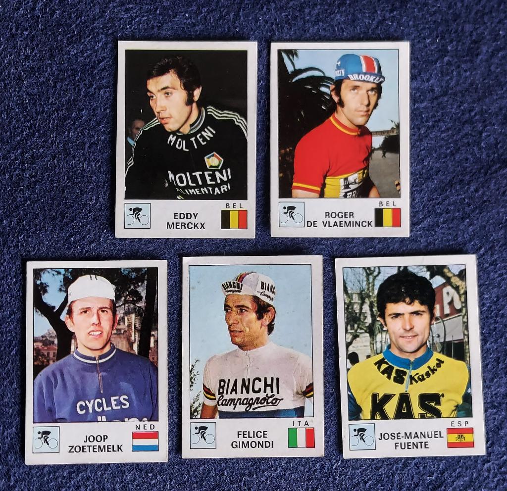 5 versch. Panini stickers ' Sportvedettes 1974 - Cycling ', Hobby en Vrije tijd, Stickers en Plaatjes, Ophalen of Verzenden, Nieuw