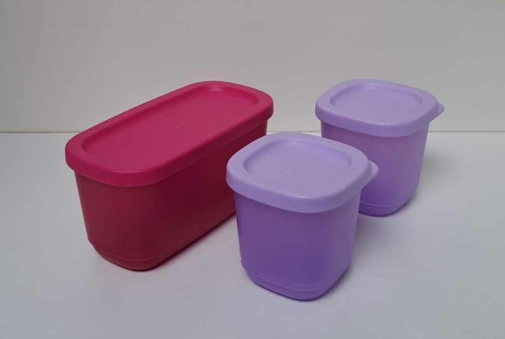 Tupperware™ « Mini Cubixbox » 250 et 110 ml - rose et mauve, Envoi, Neuf, Violet, Boîte