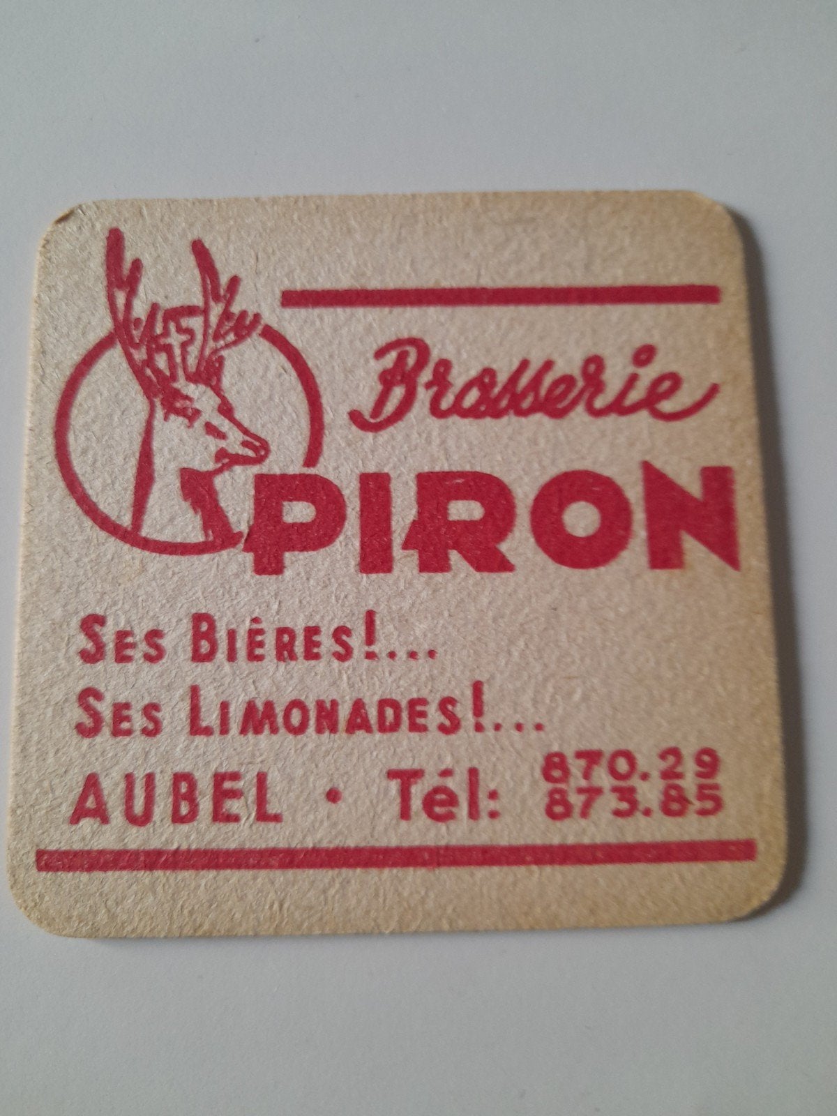 oud bierviltje Piron Aubel  recto-verso, Ophalen of Verzenden