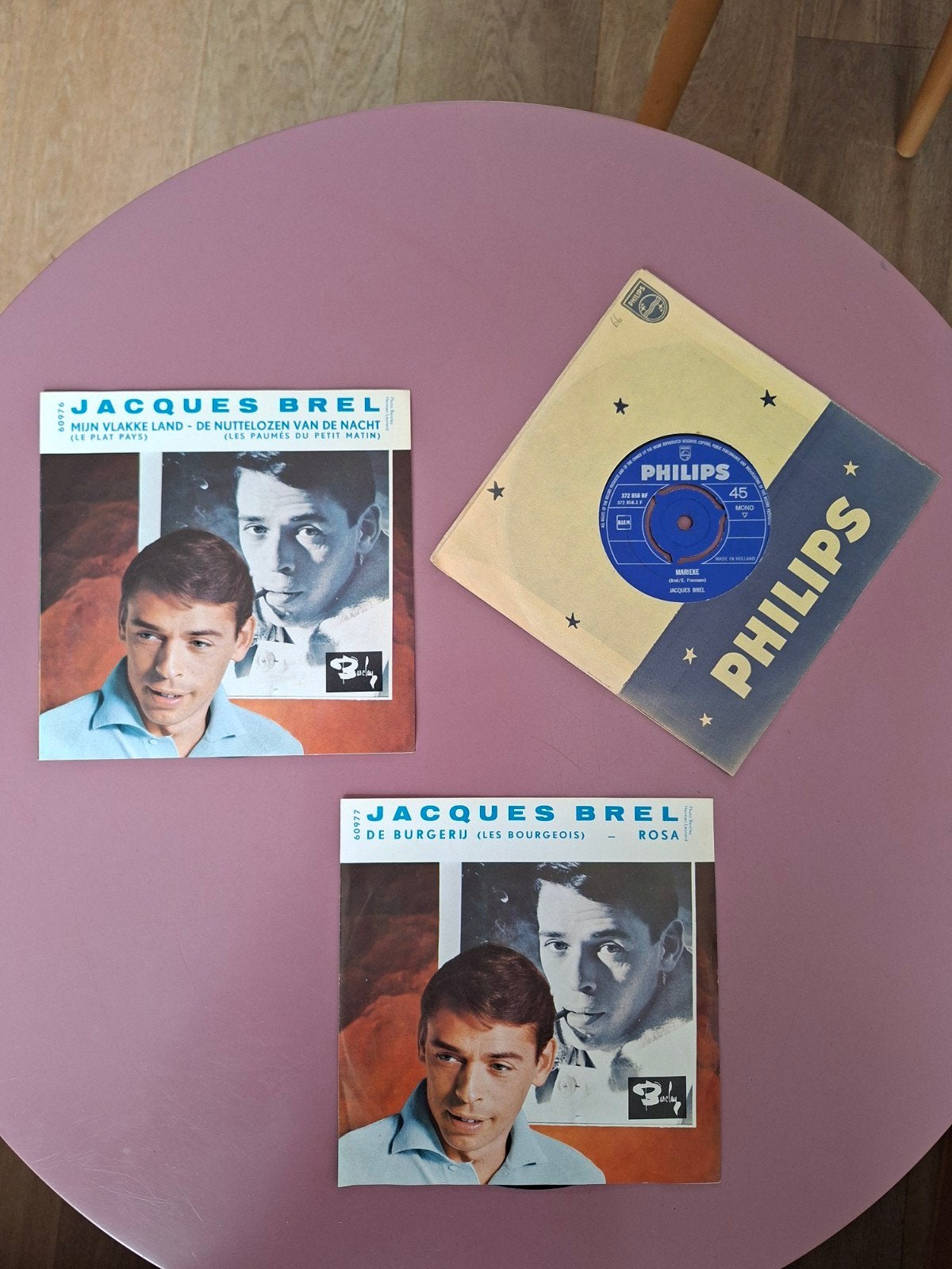 Vinyle - 3 singles néerlandais Jacques Brel. Soigné., Enlèvement ou Envoi, Single, Autres genres, Utilisé