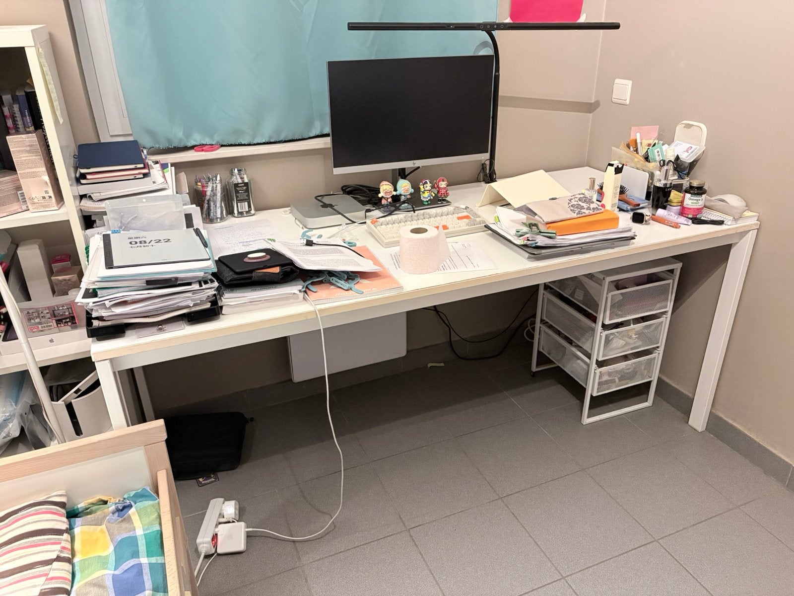 IKEA LAGKAPTEN bureaublad 180 x 75 cm met stalen onderstel, Ophalen, Gebruikt, IKEA, Computerbureau