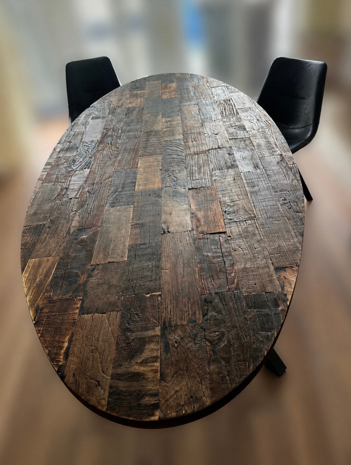 Eettafel industrieel ovaal, Ophalen, Zo goed als nieuw, Ovaal