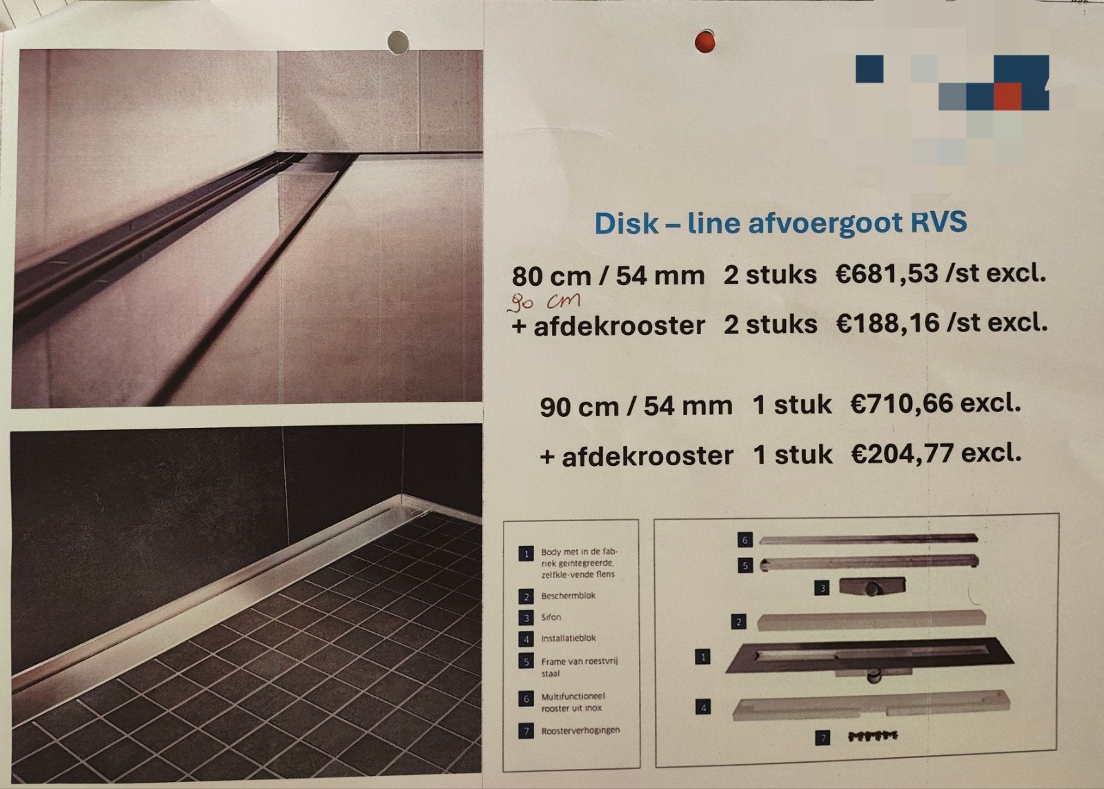 Blanke Disk-Line RVS afvoergoot, Doe-het-zelf en Bouw, Sanitair, Ophalen, Douche