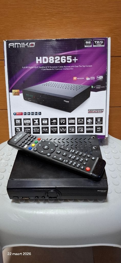 Amiko HD8265+ Full HD satelliet, kabel ontvanger, Audio, Tv en Foto, Mediaspelers, Zo goed als nieuw, HDMI, USB 2.0, Ophalen of Verzenden