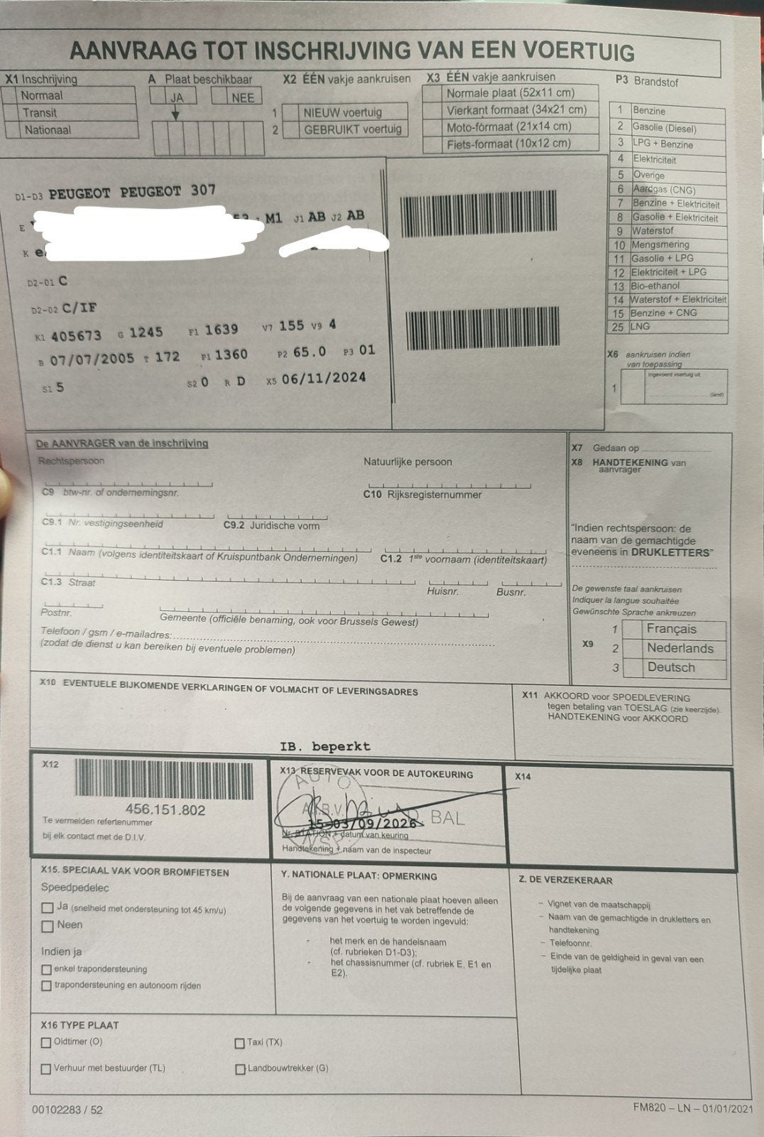 Peugeot 307 essence prête à immatriculée, Auto's, Handgeschakeld, Particulier, Te koop, Benzine