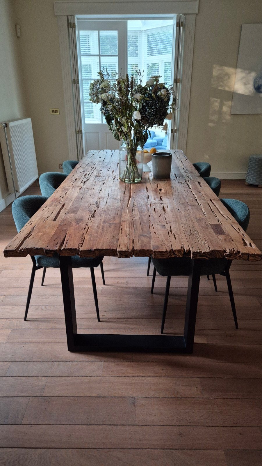 Houten tafel, Ophalen, 100 tot 150 cm, 200 cm of meer, Zo goed als nieuw