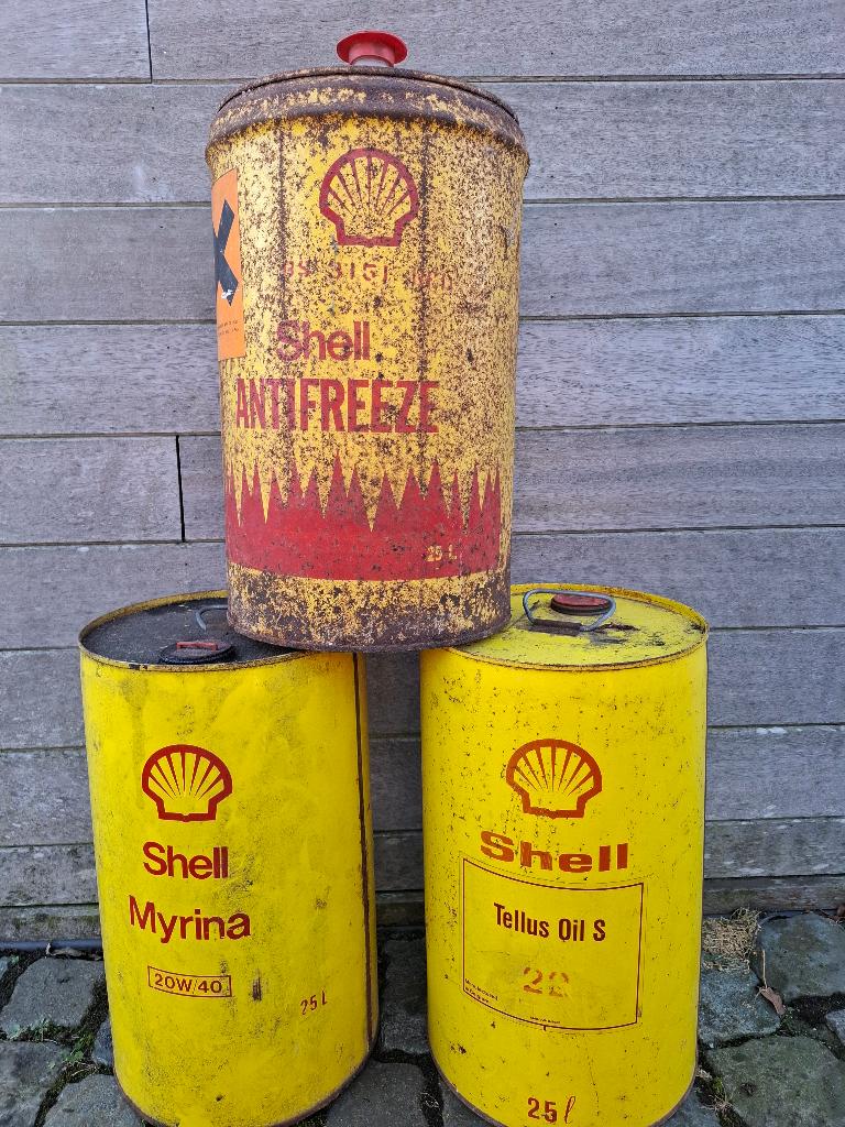 SHELL vaten - olie - 3 stuks, Ophalen, Gebruikt, Auto's