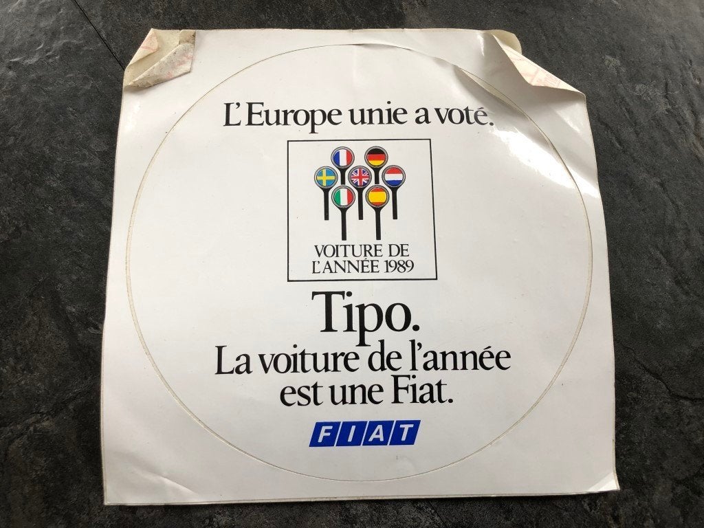 Sticker Fiat Tipo - auto jaar 1989, Ophalen of Verzenden