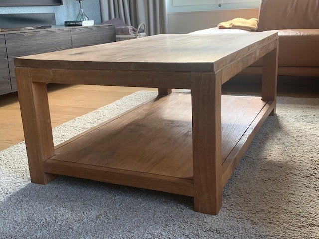 Salontafel massieve teak, Huis en Inrichting, Ophalen, 100 tot 150 cm, Teakhout, 50 tot 100 cm