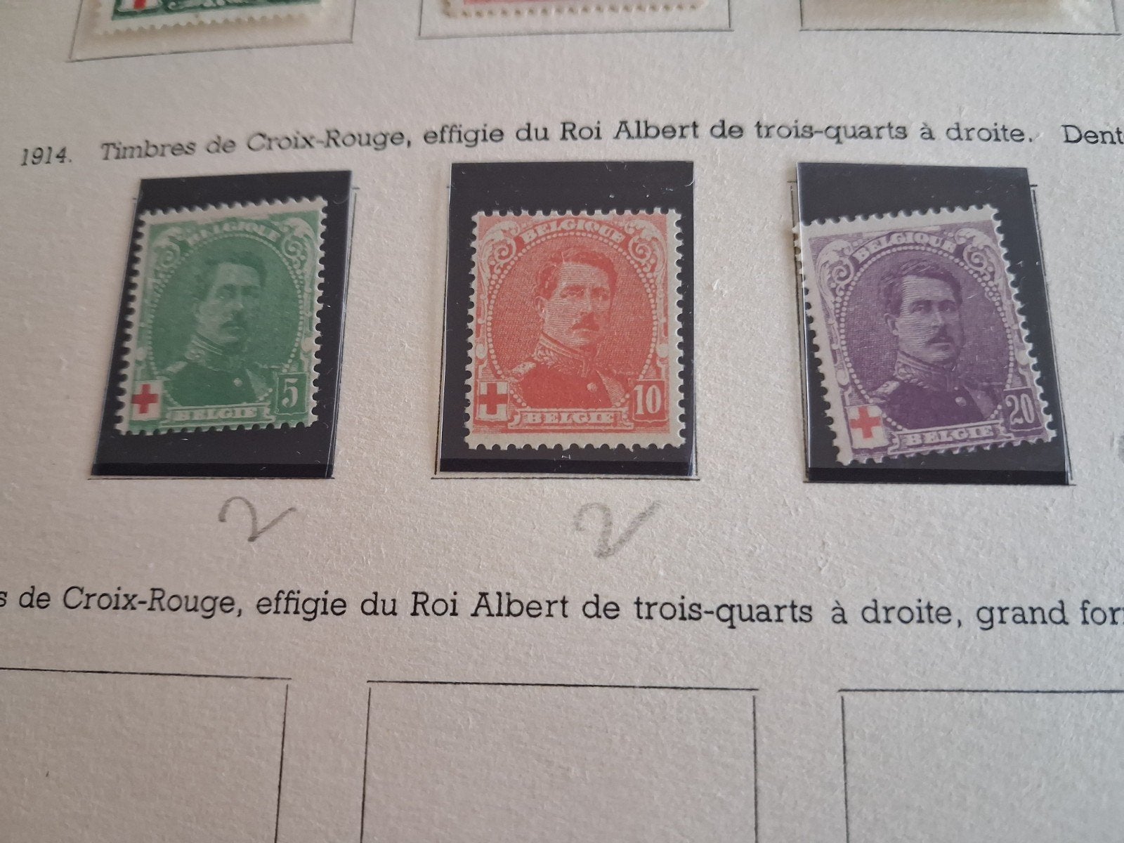 1914 3 timbres effigies  du Roi  Albert, Neuf, Enlèvement ou Envoi, Non oblitéré, Gomme originale