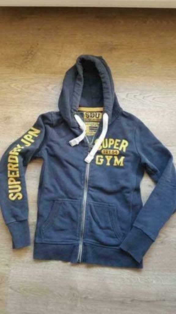 blauwe trui / gilet / hoodie met kap van Superdry maat Smal, Kleding | Dames, Ophalen of Verzenden, Maat 36 (S), Gedragen, Superdry