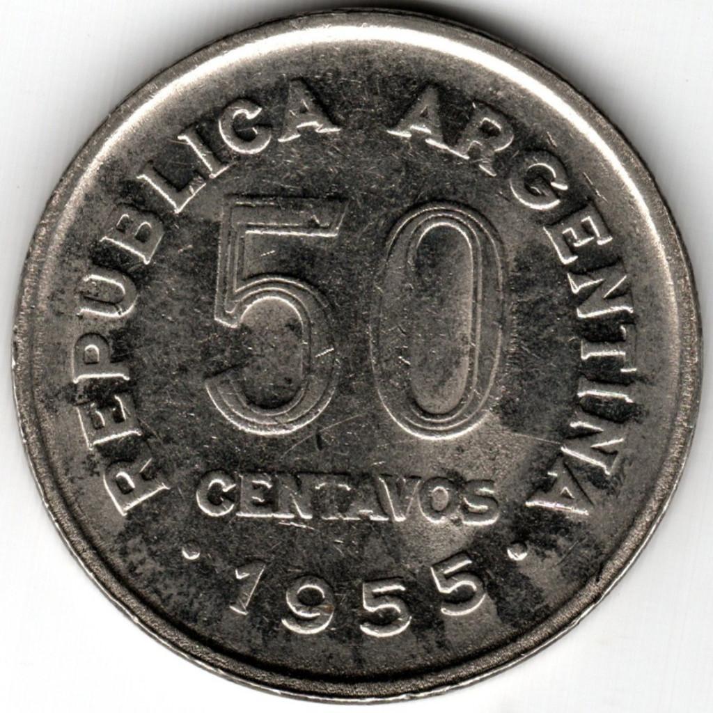 Argentinië : 50 Centavos 1955 KM#49 Ref 16677, Ophalen of Verzenden, Zuid-Amerika, Losse munt