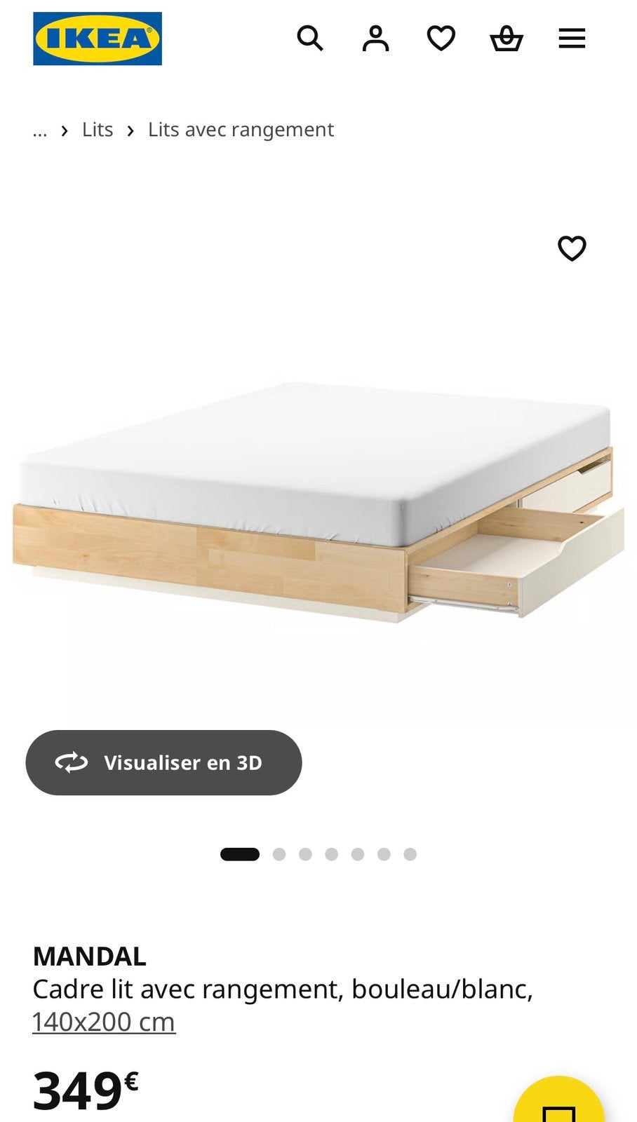 Bed van 140x200 met opbergruimte, Huis en Inrichting, Slaapkamer | Bedden, Ophalen, Wit, Tweepersoons, 140 cm