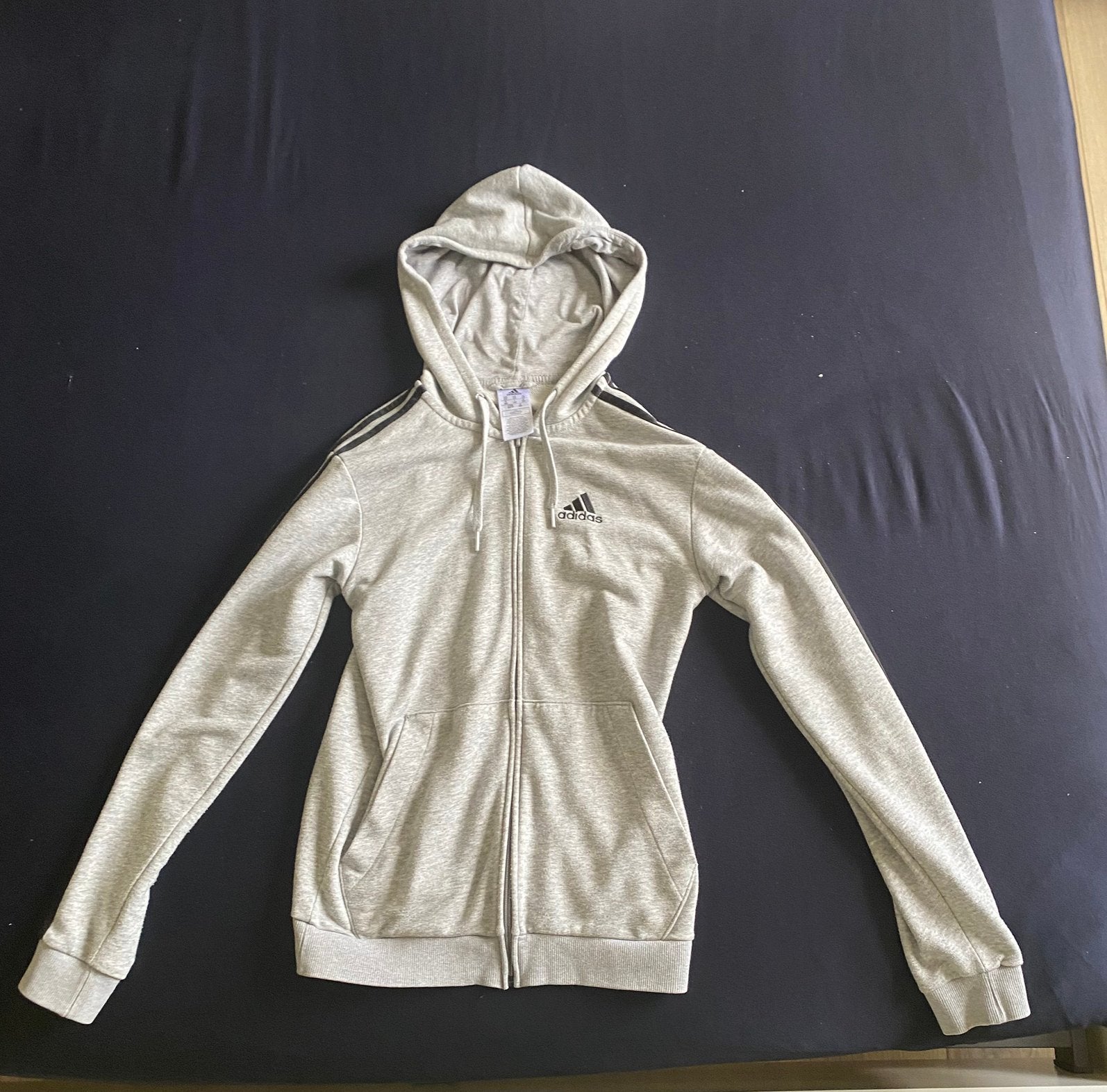 Grijze Adidas Hoodie met Rits en Capuchon - Maat xs, Ophalen, Gedragen, Grijs