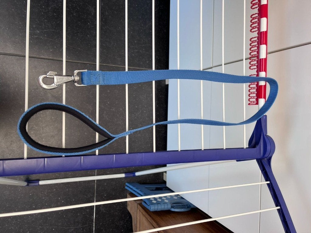 Blauwe leiband, Dieren en Toebehoren, Hondenriemen, Ophalen of Verzenden, Gebruikt, Hondenriem