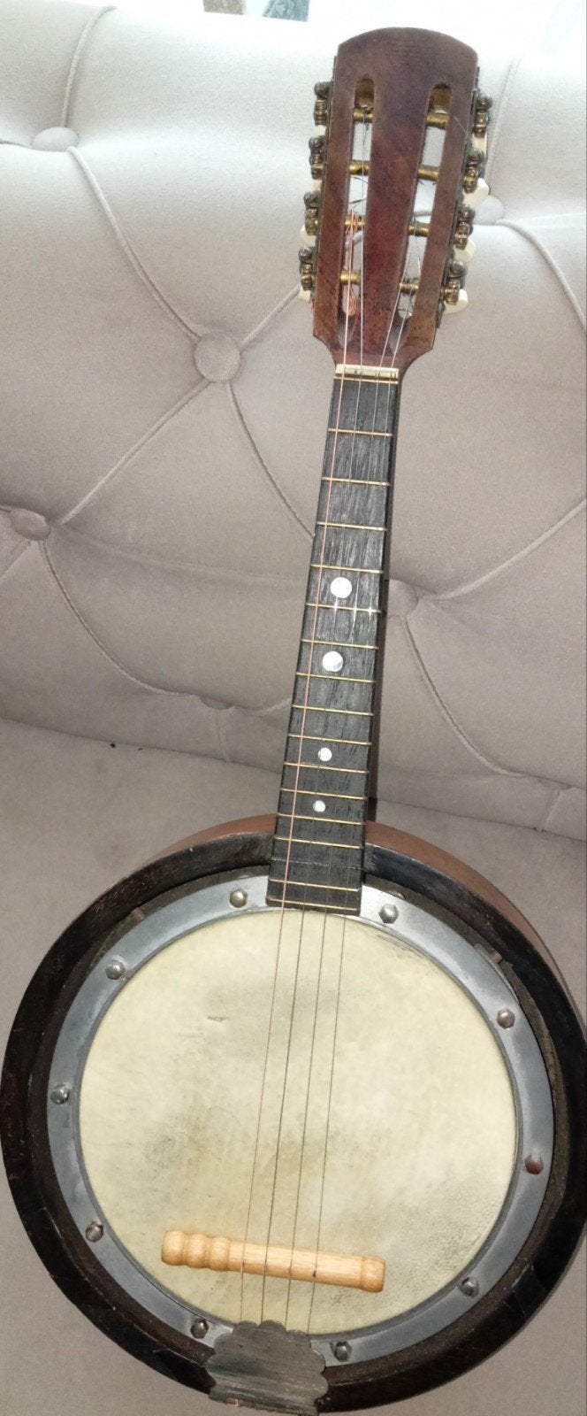 Banjo ancien a 8 cordes doublé 4×2, Ophalen, Zo goed als nieuw, Gitaarbanjo