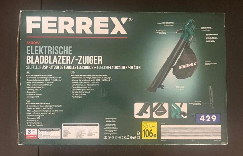 Bladblazer, Tuin en Terras, Ophalen, Met opvangzak, Ferrex, Handgedragen