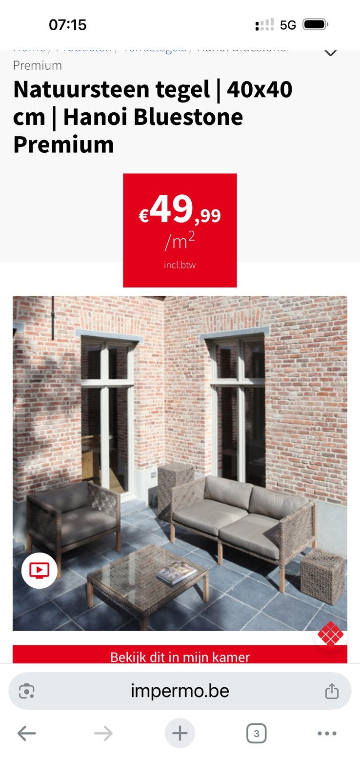 blauwsteen 40 x 40 cm prijs bespreekbaar, Tuin en Terras, Ophalen, Zo goed als nieuw