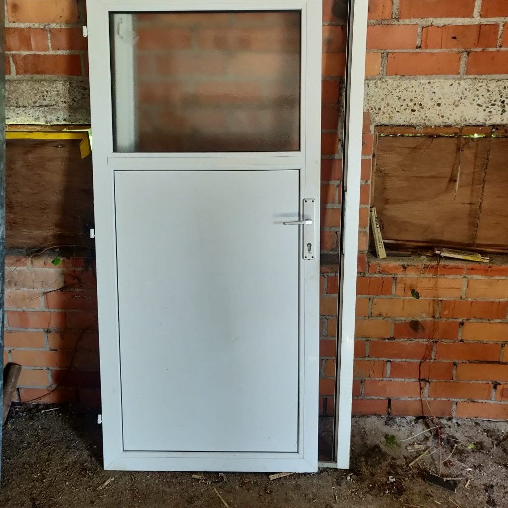 witte pvc deur, Doe-het-zelf en Bouw, Raamkozijnen en Schuifdeuren, Kunststof, Gebruikt, Deurkozijn, 150 tot 225 cm