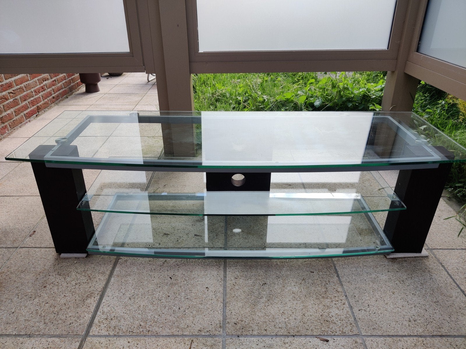 Televisie meubel uit glas en hout, Huis en Inrichting, Kasten |Televisiemeubels, Ophalen