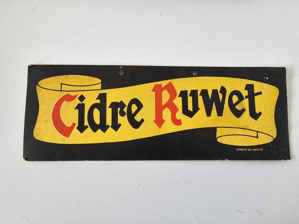 reclamebord voor het Belgische merk Cidre Ruwet., Ophalen of Verzenden
