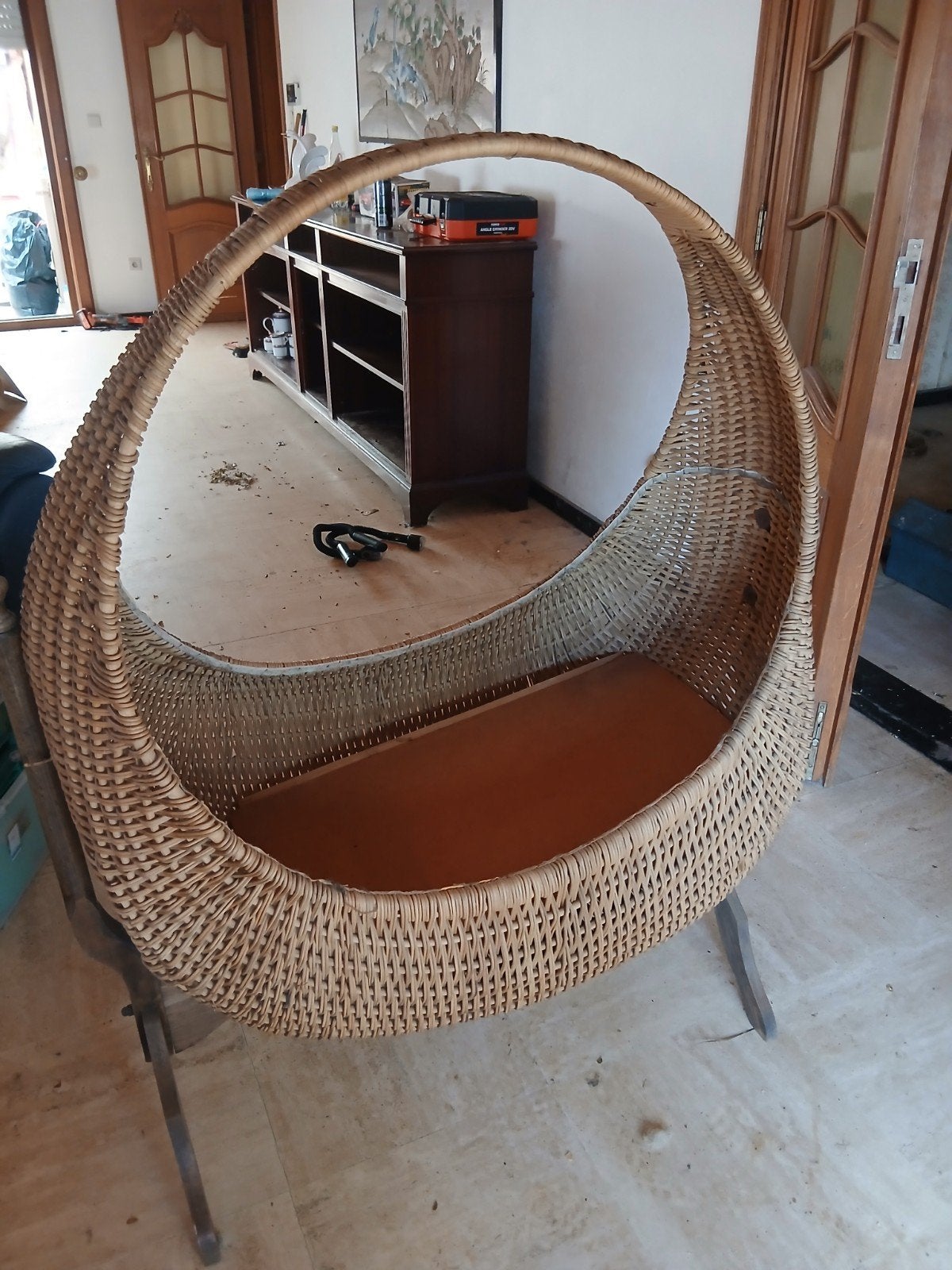 Vintage Rotan Wieg 'Céline' – Prachtige Boho Eyecatcher!, Enlèvement