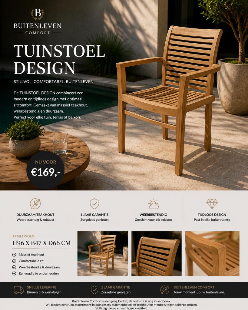 tuinstoel type Design, Ophalen, Teakhout