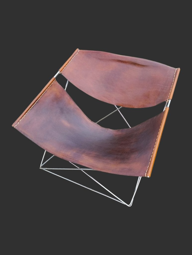 Pierre Paulin f675 Artifort Cognac leather leder Lounge 60s, Huis en Inrichting, Fauteuils, Gebruikt, Leer, Metaal, 50 tot 75 cm