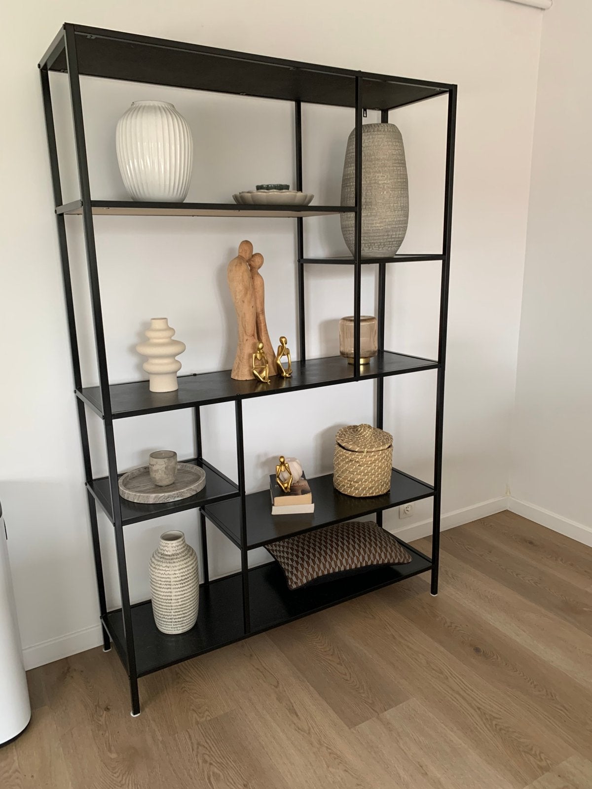 Open rek / boekenkast in zwart metaal – 115 x 35 x 175 cm, Ophalen, Zo goed als nieuw