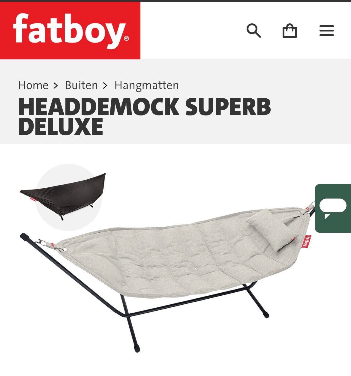 Headdemock Superb Deluxe Fatboy kleur Rack Mist, Ophalen, Met standaard, Meerpersoons, Zo goed als nieuw