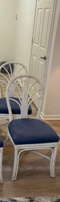 Prachtige vintage bamboe rotan stoelen gestoffeerde zitting, Huis en Inrichting, Stoelen, Ophalen
