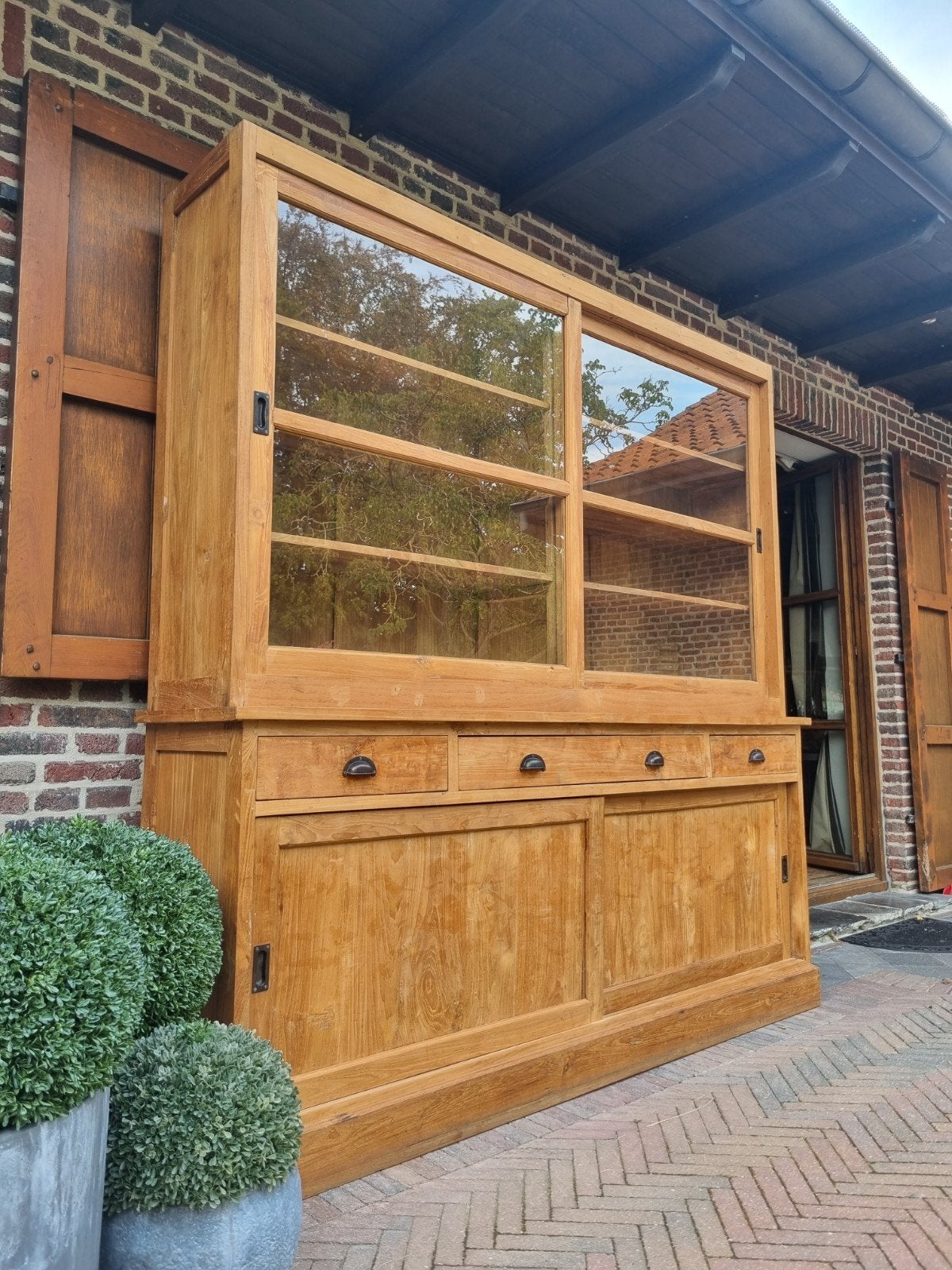 Teak buffetkast/vitrinekast art., Huis en Inrichting, Ophalen, Gebruikt, ., Teakhout