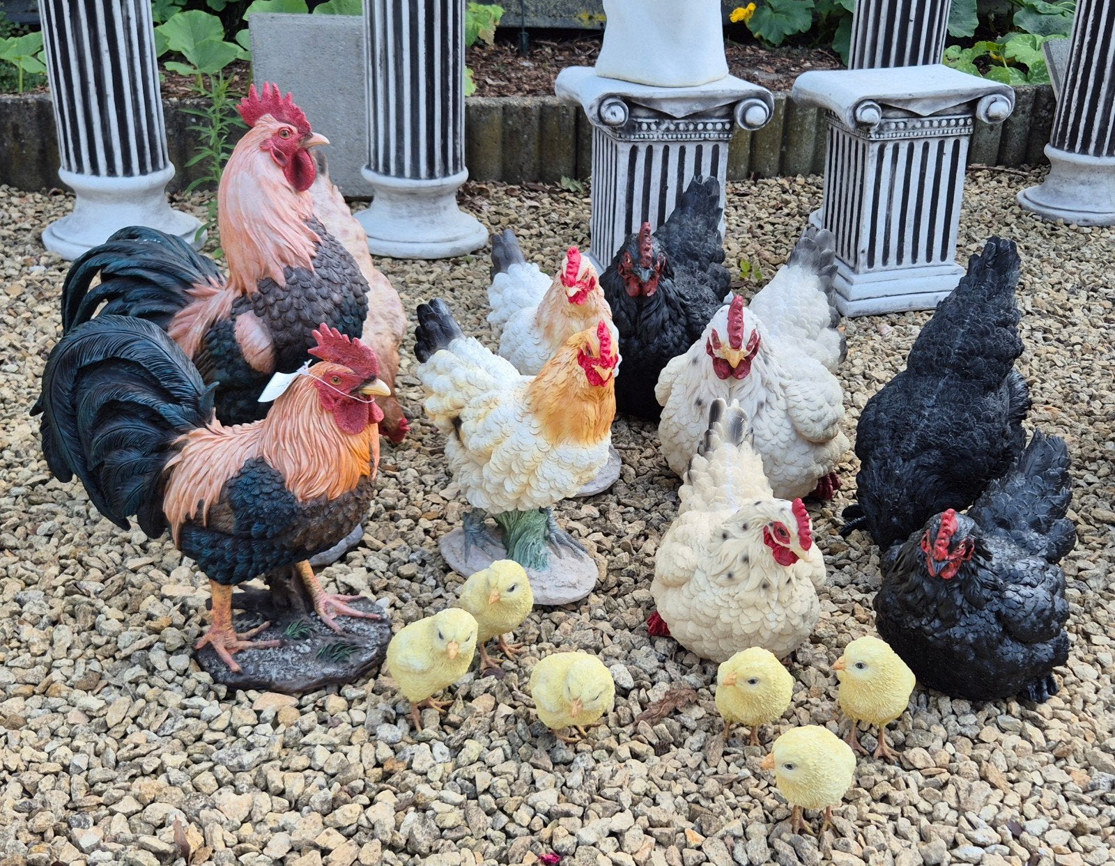 polyester kippen,  hanen,  kuikens, Tuin en Terras, Tuinbeelden, Ophalen of Verzenden, Nieuw, Kunststof, Dierenbeeld