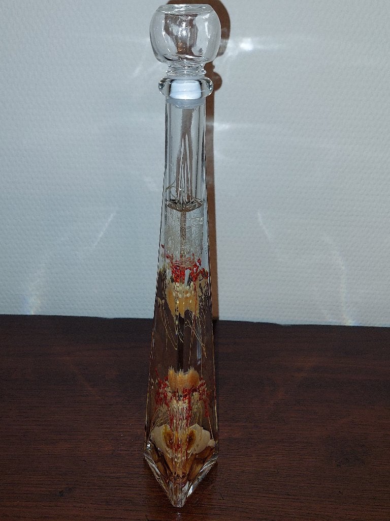 Decoratieve fles met ondergedompelde bloemen, Ophalen of Verzenden