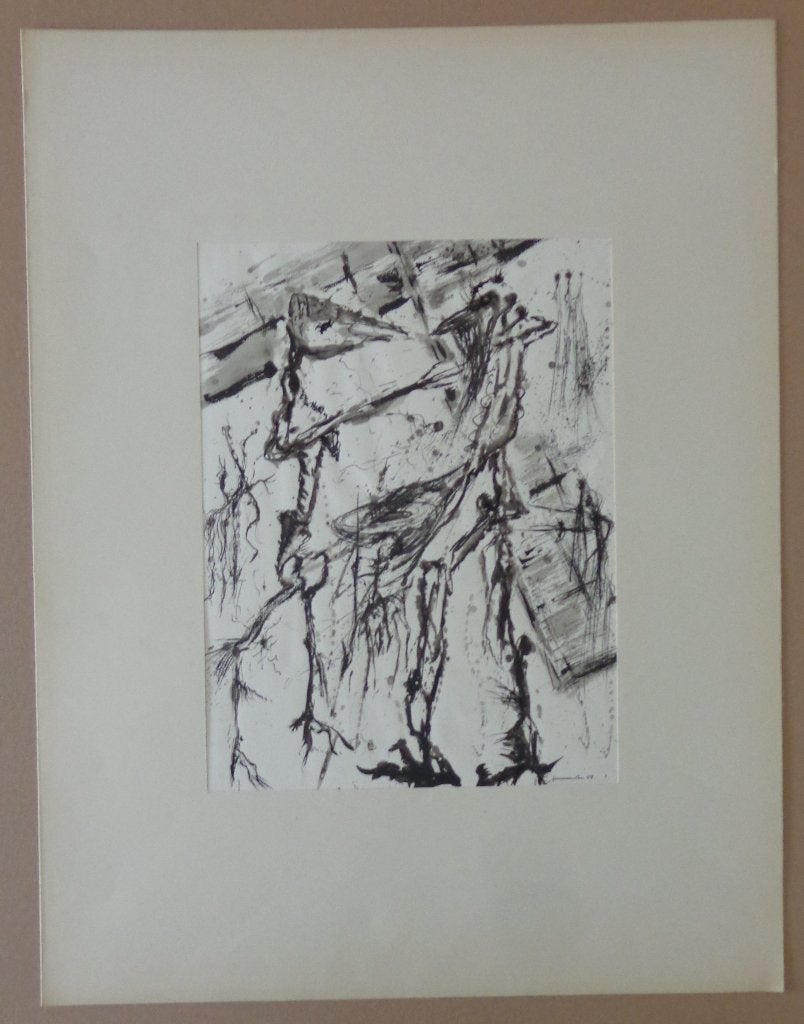 JAN VAERTEN / VOGELS / ORIGINEEL WERK / 65x50cm / SIG / 1958, Ophalen of Verzenden, Gesigneerd