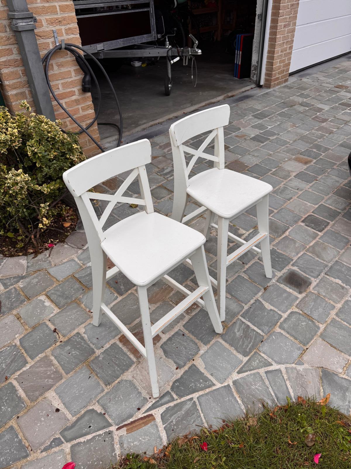 2 x Chaise haute ikea en bois blanc, Enfants & Bébés, Enlèvement, Utilisé