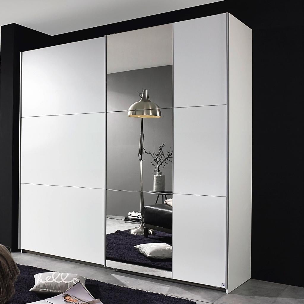 Schuifdeurkast Wit met Spiegel – Strak, Ruim & Lichtgevend, Huis en Inrichting, Kasten | Kleerkasten, Nieuw, 200 cm of meer, 200 cm of meer