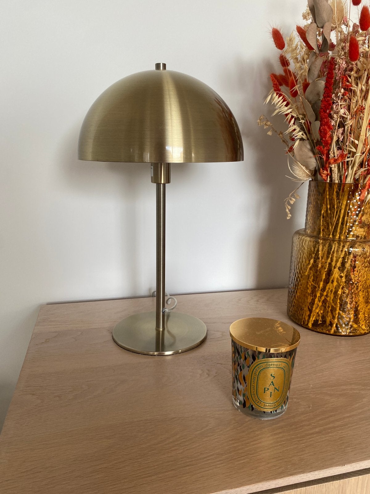 Lampe champignon dorée, Enlèvement, Comme neuf, Lampe de chevet